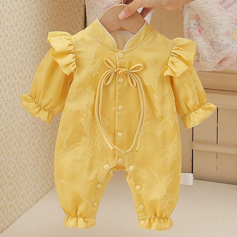 Baby Clothing Yellow - Vêtements pour fillette printemps-automne, style chinois,
