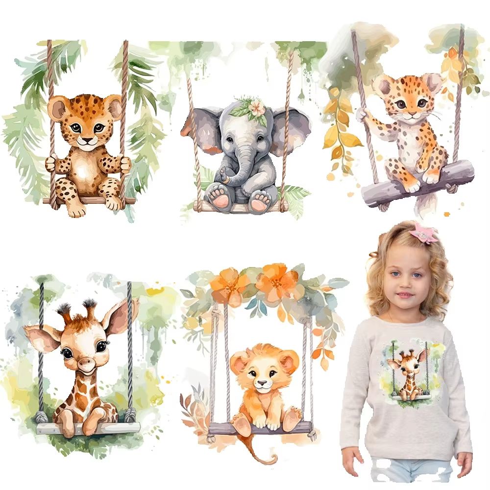 Baby Clothing Elephant - Transferts thermiques d'animaux bébés sur balançoires